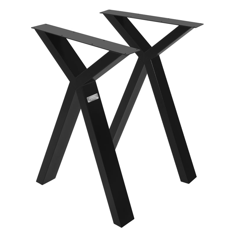 ML-Design 2 nogi do stołu 50xH72cm stal malowana proszkowo czarne w kształcie litery X industrialny design rama stołu biurka solidna konstrukcja