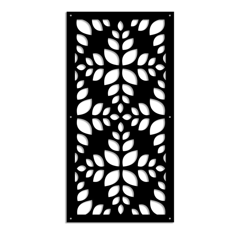 LIŚCIE - Panel perforowany PCV - Parasol przeciwsłoneczny o wymiarach 50x150 cm - kolor czarny