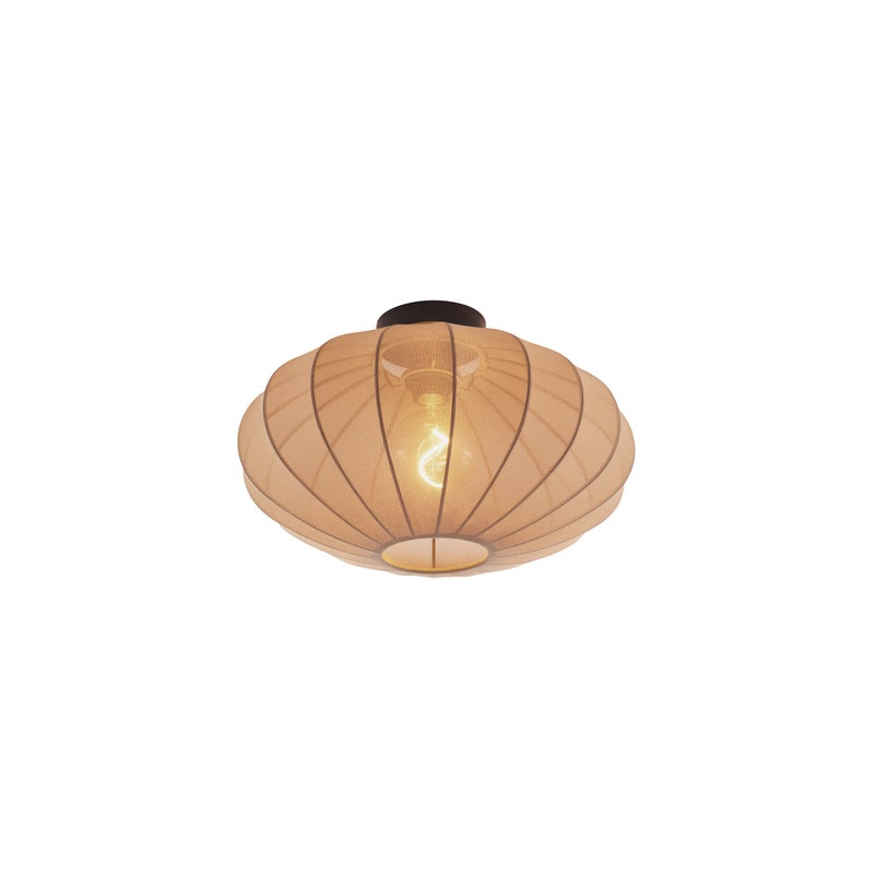 Lampa sufitowa w stylu japandi, brązowa, z abażurem z tkaniny - Bida