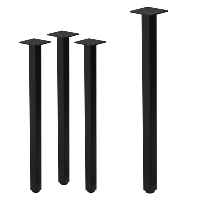 ML-Design zestaw 4 nóg stołowych I-Design 72 cm stal pokryta proszkowo czarny regulowane profil 4x4 cm do stolików biurek i blatów roboczych
