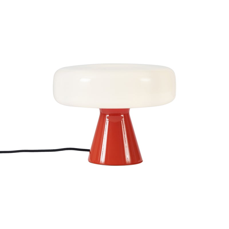 Lampa stołowa w stylu retro czerwona z białym elementem - Knob