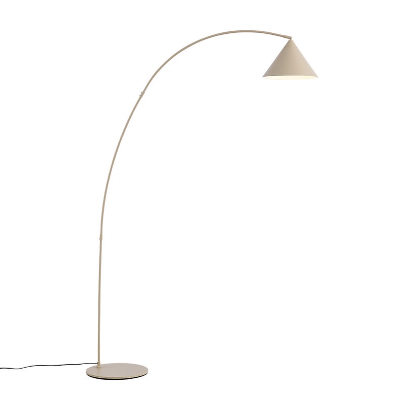 Lampa podłogowa w stylu retro beżowa z białym wnętrzem - Triangolo