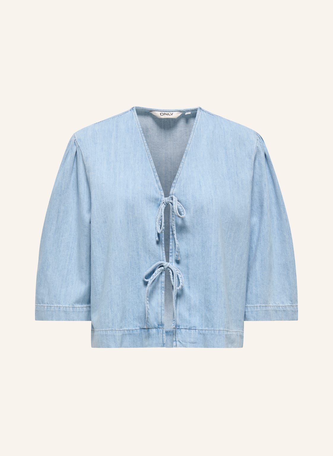 Only Bluzka Jeansowa Z Rękawami 3/4 blau
