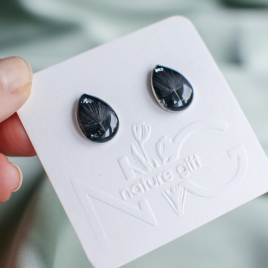 Kolczyki sztyfty z rzęsek dmuchawca