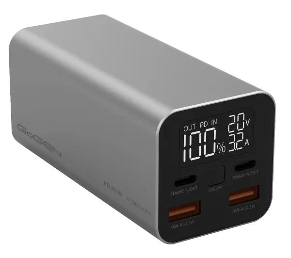 GoGEN PB200009S PD 20000mAh 65W Srebrny