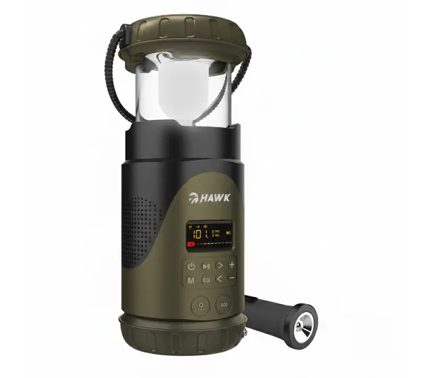 Hawk Expedition R30 Na korbkę, Solarne, Latarka, Radio FM Zielony