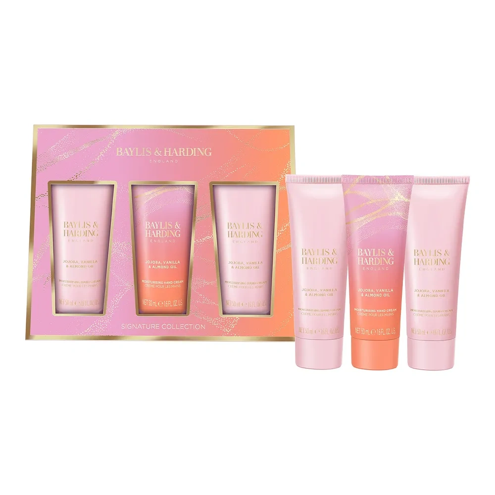 Baylis & Harding Jojoba, Vanilla & Almond Oil zestaw prezentowy krem do rąk 3 x 50 ml