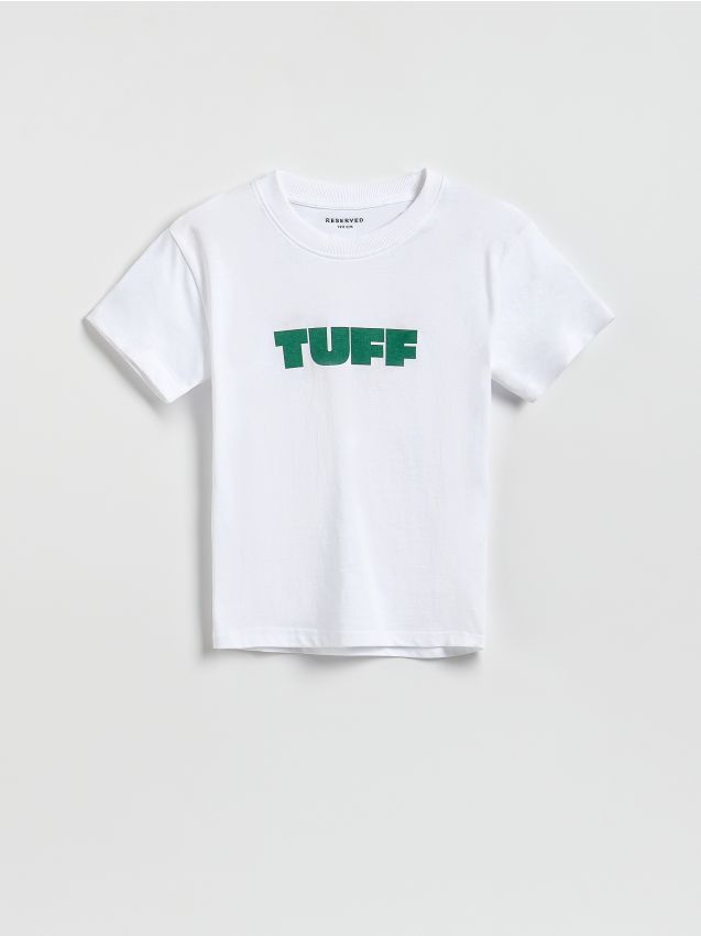 Reserved - T-shirt z nadrukiem - złamana biel