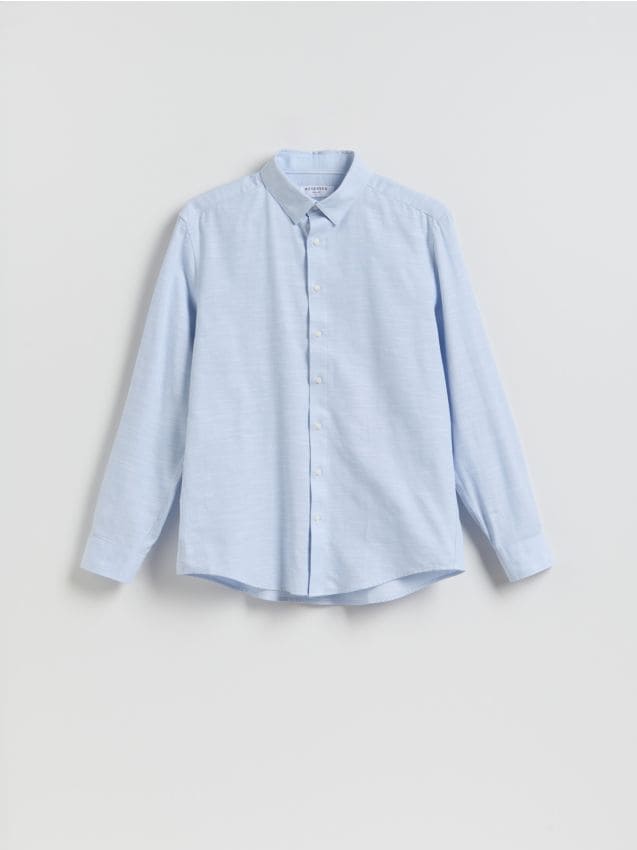 Reserved - Gładka koszula regular fit - jasnoniebieski
