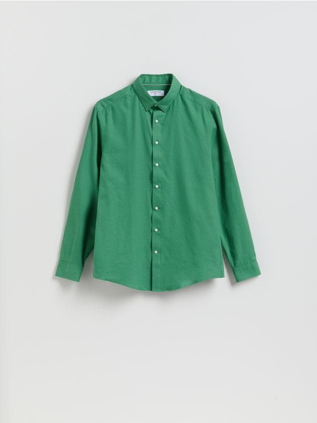 Reserved - Gładka koszula regular fit - zielony