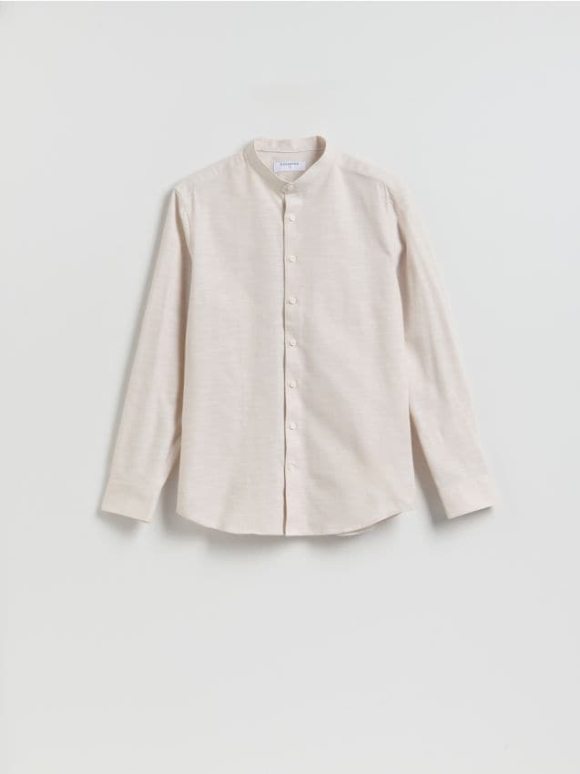 Reserved - Bawełniana koszula slim fit - beżowy