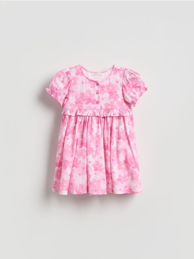 Reserved - Wzorzysta sukienka - różowy