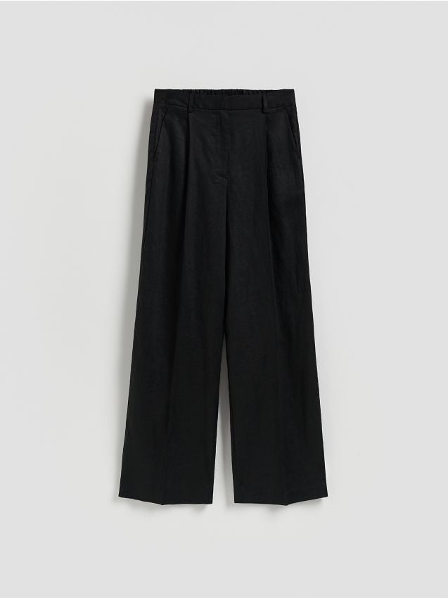 Reserved - Lniane spodnie - czarny