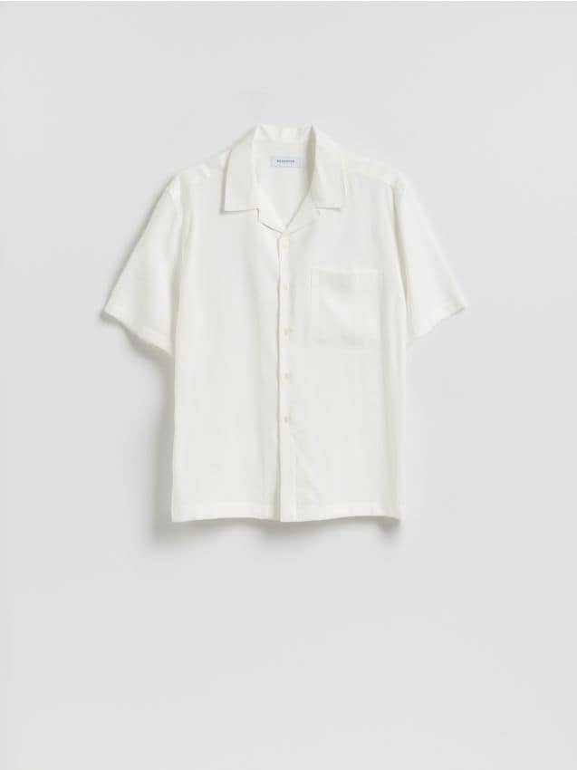 Reserved - Koszula boxy fit z krótkim rękawem - biały