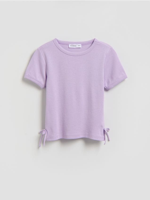 Reserved - Gładki t-shirt z modalem - lawendowy