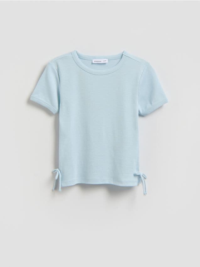 Reserved - Gładki t-shirt z modalem - jasnoniebieski