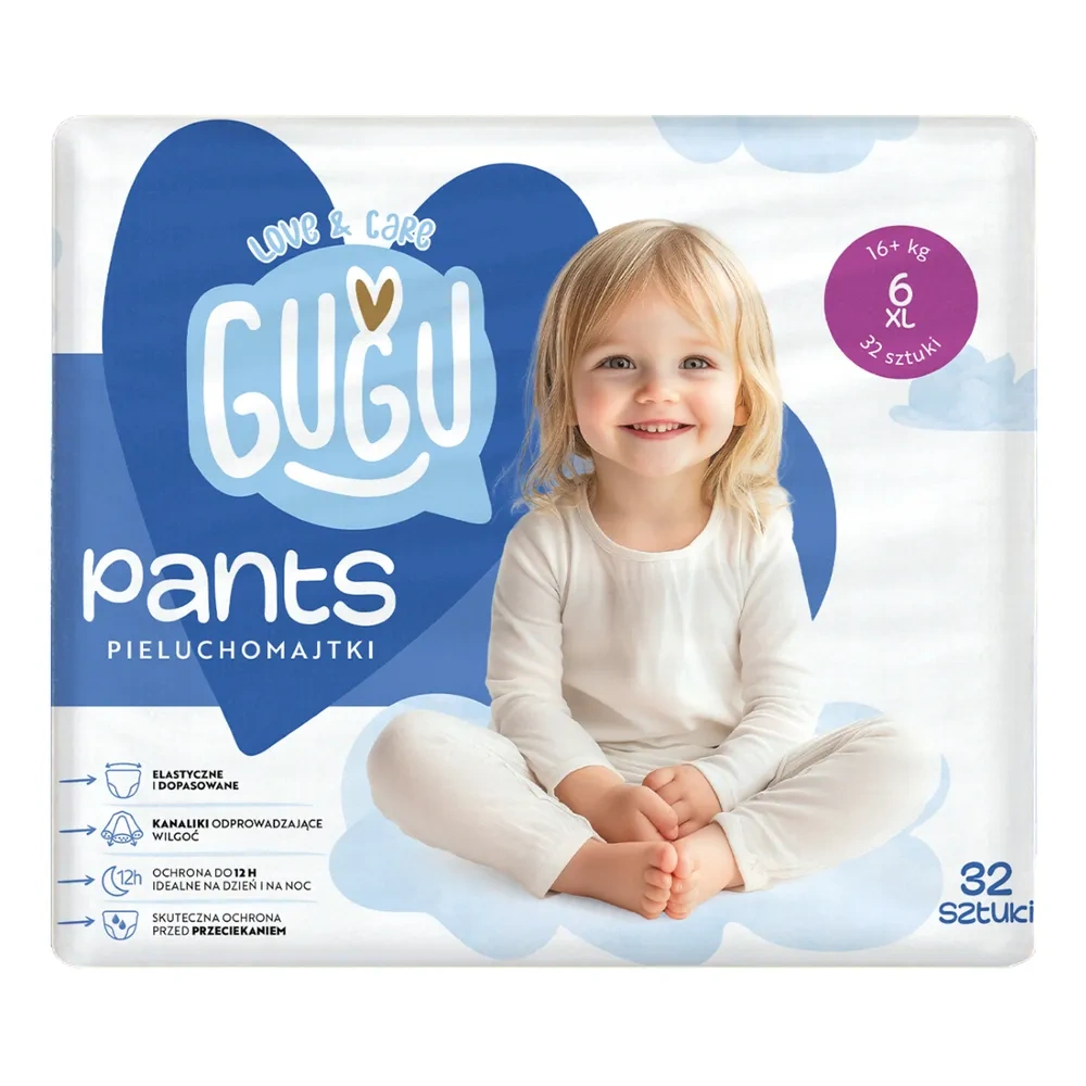 Gugu Love & Care pieluchomajtki rozmiar 6 XL (16+ kg) 32 sztuki