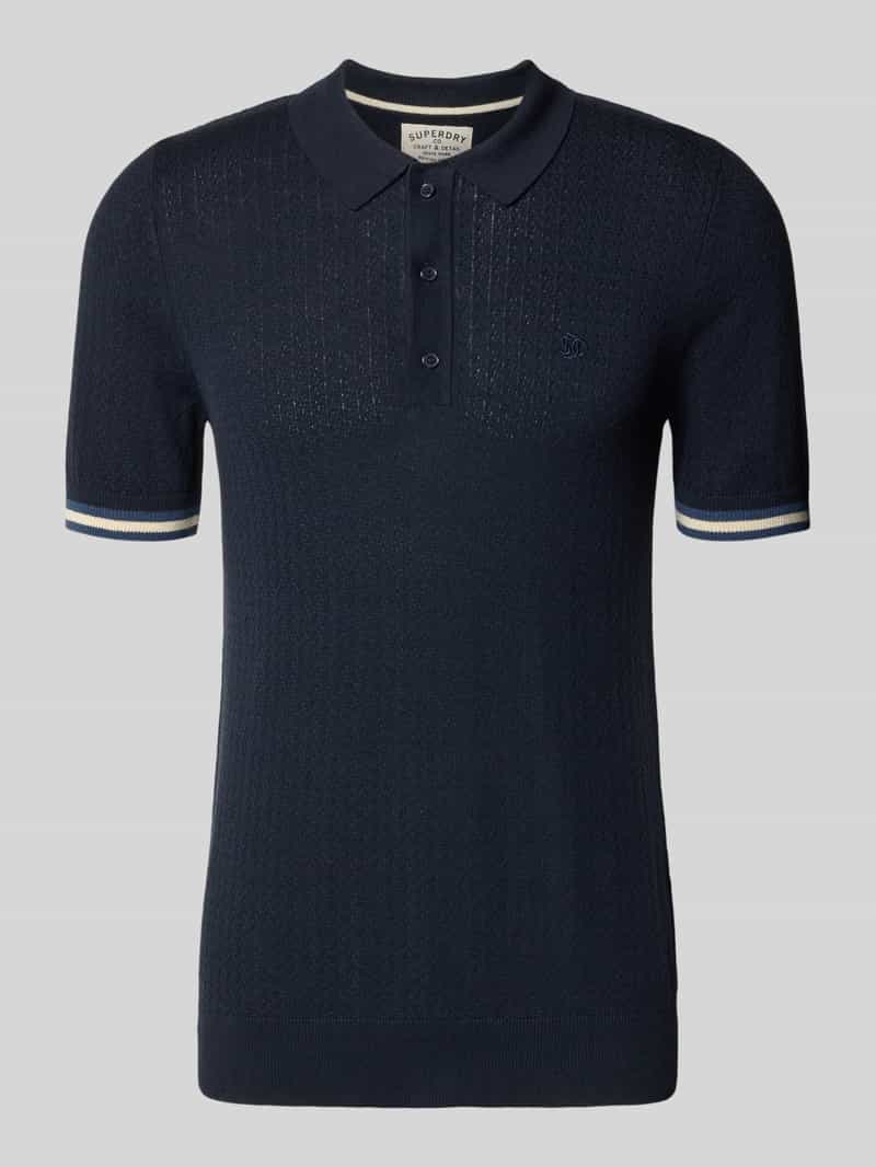 koszulka polo o kroju slim fit z fakturowanym wzorem i listwą guzikową