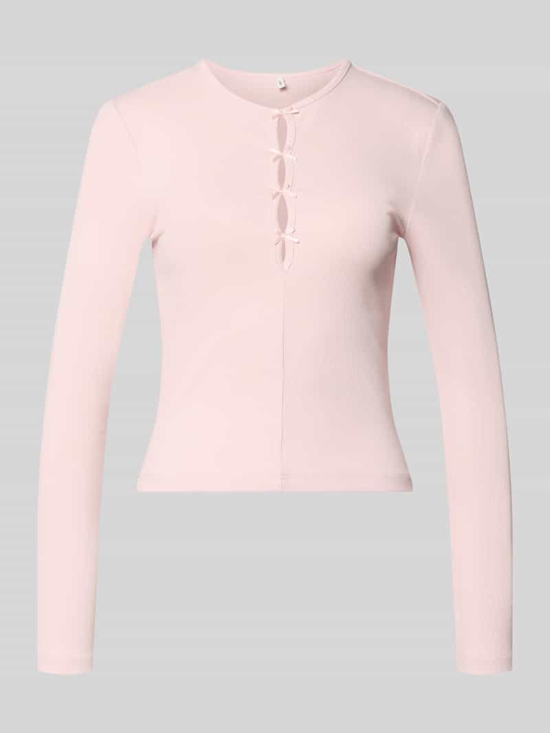 bluzka z długim rękawem o kroju slim fit z mieszanki bawełny model 'FEMKE'