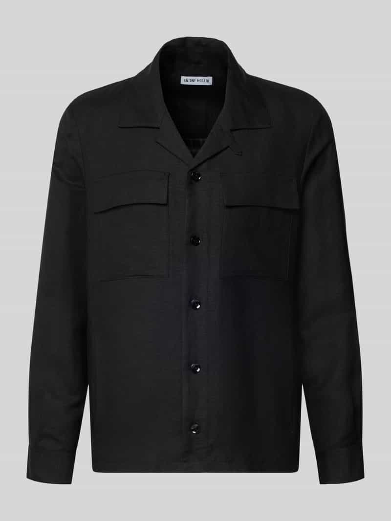 Krój regular fit koszulokurtka z mieszanki lnu i wiskozy model 'ANTIGUA'