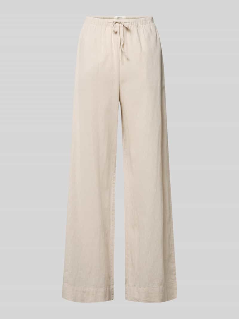 krój regular fit Szerokie spodnie z mieszanki lnu i bawełny Model 'LUISA'