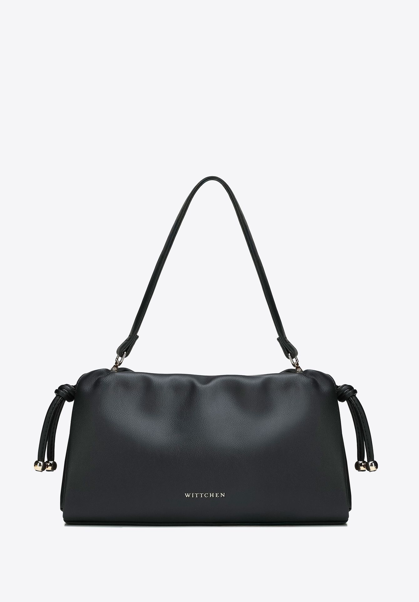 Mała listonoszka ze skóry ekologicznej z troczkiem czarna