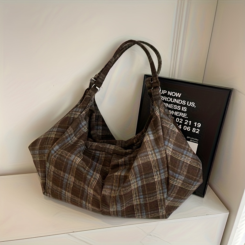 TEMU Damska Torba Tote w Stylu Vintage o Dużej Pojemności, Idealna do Dojazdów do Pracy, na Lekcje lub Zakupy - Wyposażona w Zapięcie na Zamek