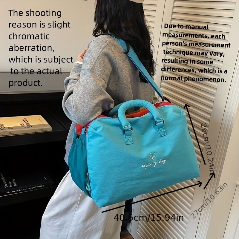 TEMU Japoński Styl Lazy Style (minimalistyczny) Duża Pojemność Nylonowa Torba Na Ramię Do Podróży - Zamykana Na Zamek Torba Na Krótkie Wyjazdy, Torba