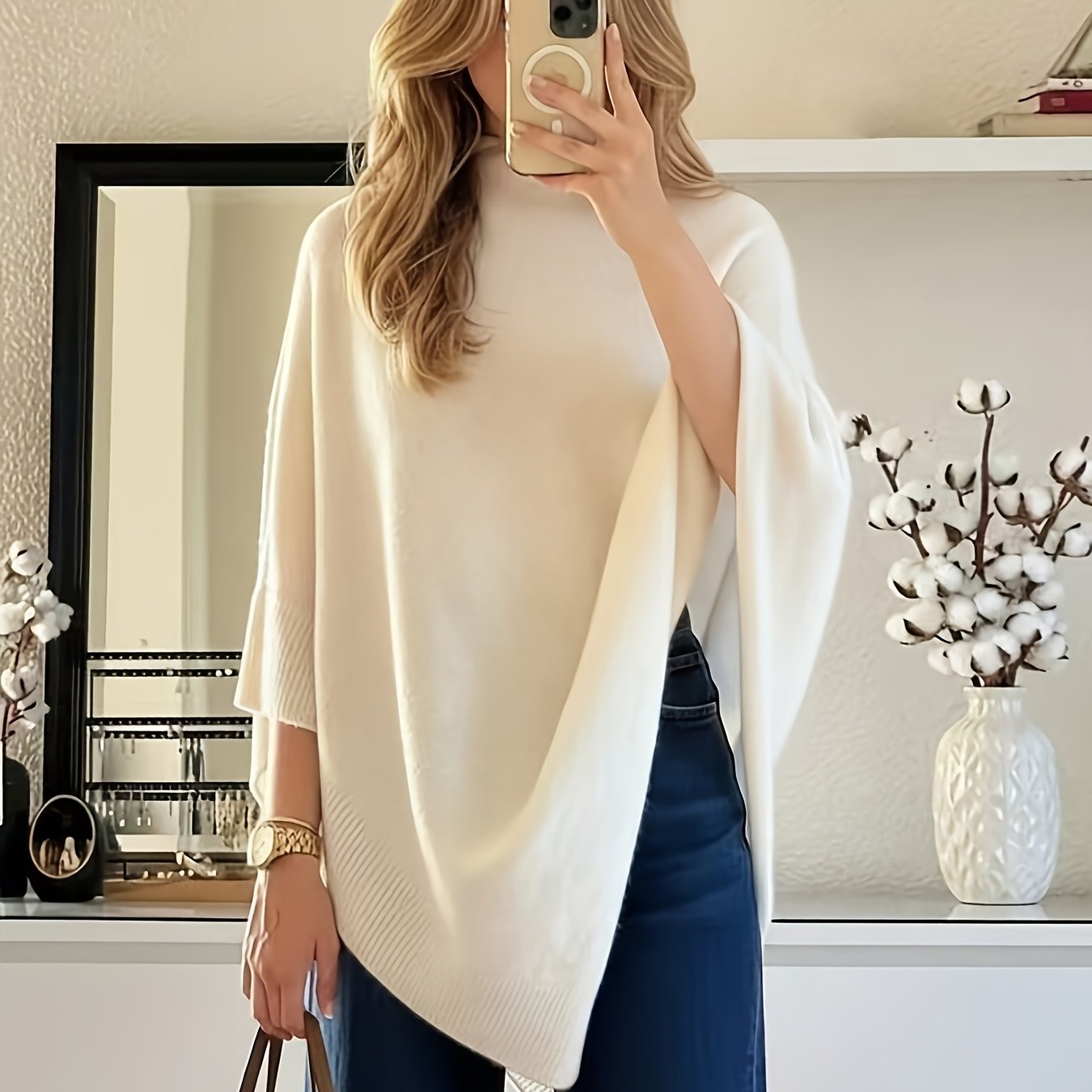 TEMU Prosty i Wygodny Szalowy Top, Elegancki i Dostojny, Modny i Elegancki Luźny Szalowy Top na Wiosnę/Jesień dla Kobiet, z Elastycznym Dopasowaniem,