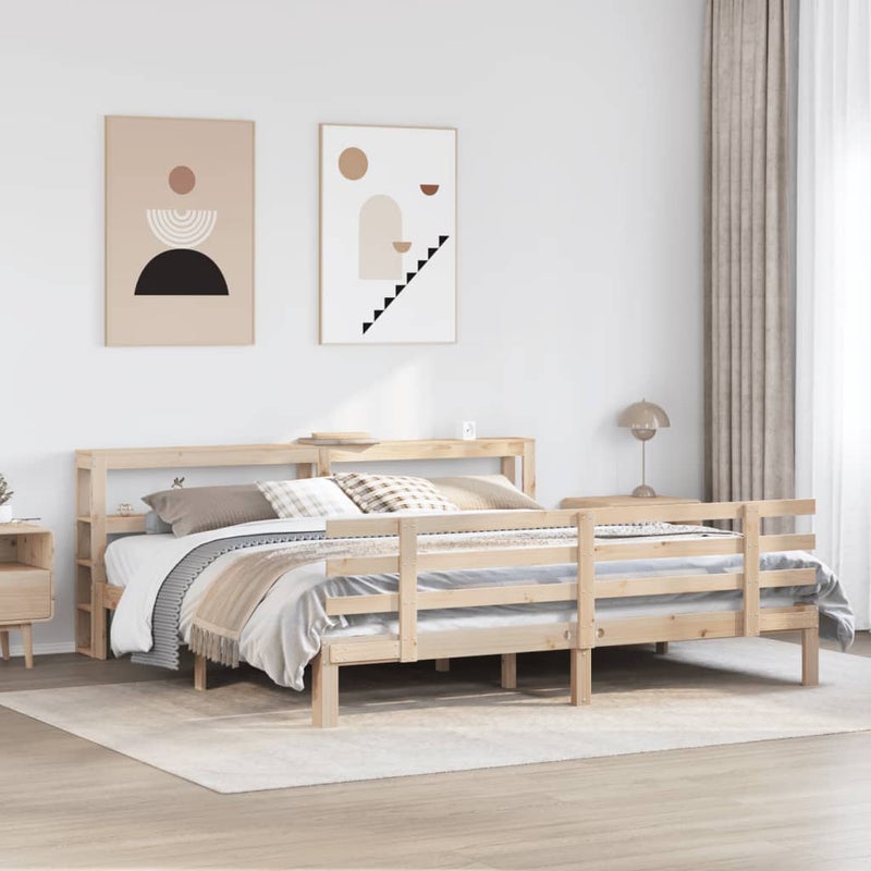 Łóżko Drewniane Brązowe Rama Łóżka Ze Stelażem Sypialnia Pokój 180x200 cm