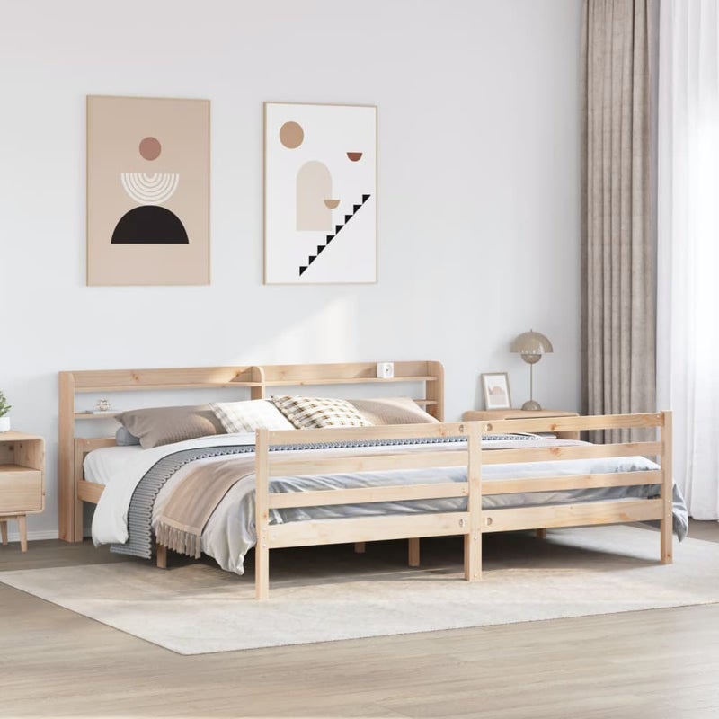 Łóżko Drewniane Brązowe Rama Łóżka Ze Stelażem Sypialnia Pokój 200x200 cm