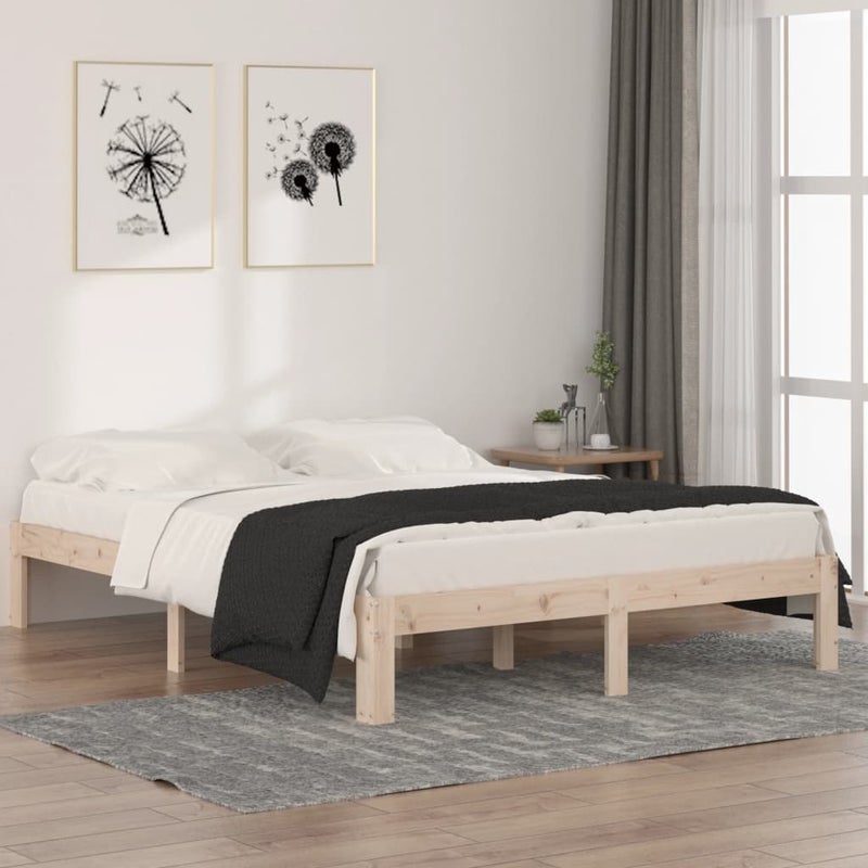 Łóżko Drewniane Rama Łóżka Sofa Brązowe Do Sypialni Pokoju 140 x 190 cm