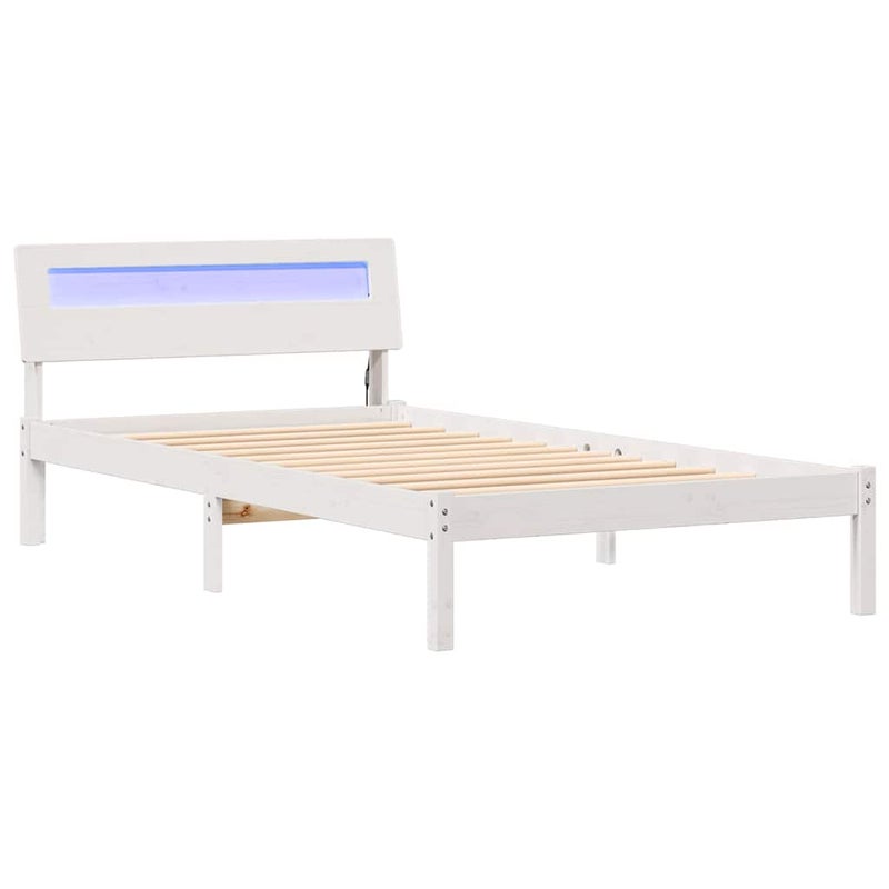 Łóżko Drewniane Białe Rama Łóżka Ze Stelażem Drewniana Łóżko Do Sypialni Pokoju 80 x 200 cm