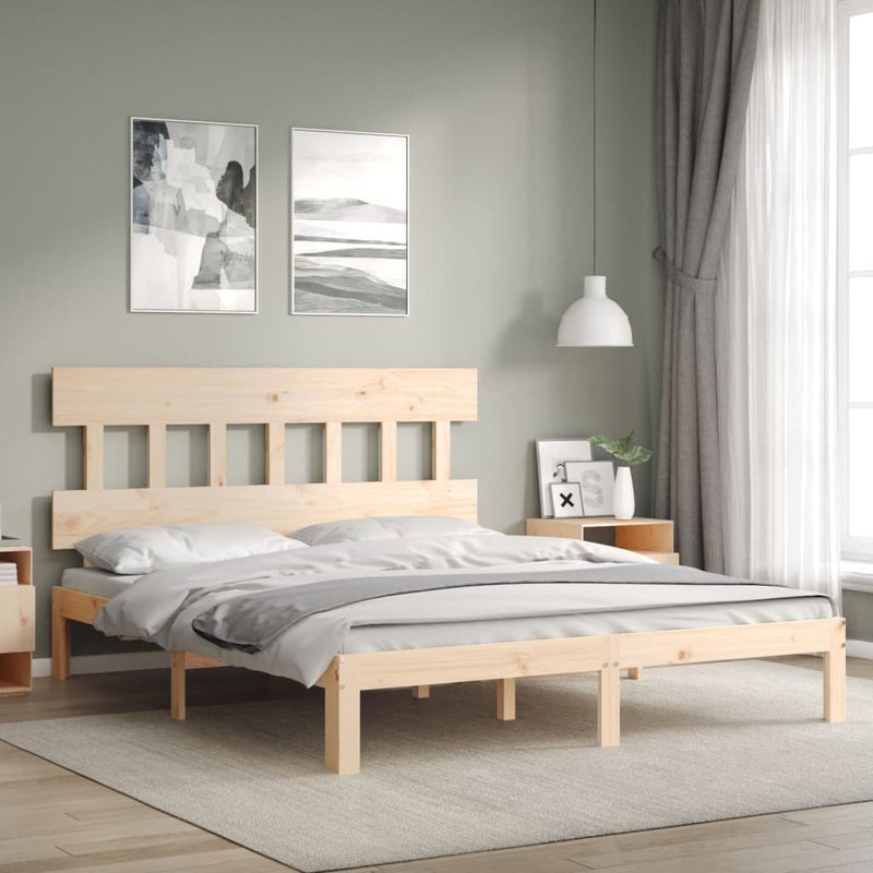 Łóżko Drewniane Brązowe Rama Łóżka Ze Stelażem Drewniana Do Sypialni Pokoju 160x200 cm