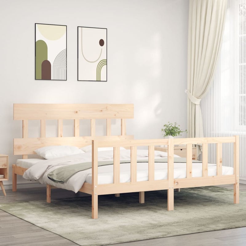 Łóżko Drewniane Brązowe Rama Łóżka Ze Stelażem Drewniana Do Sypialni Pokoju 160x200 cm