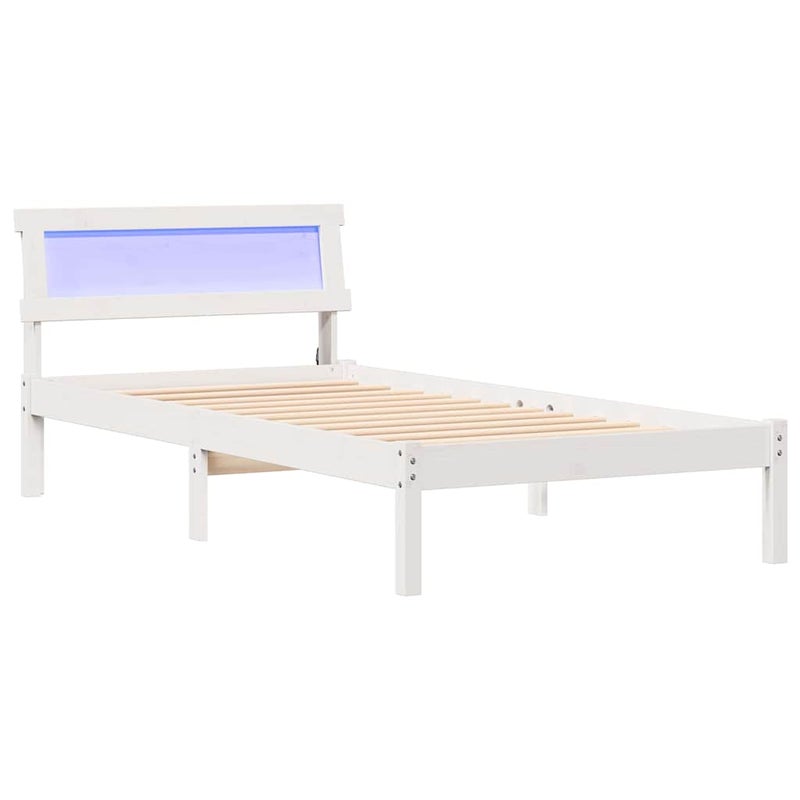 Łóżko Drewniane Białe Rama Łóżka Ze Stelażem Drewniana Łóżko Do Sypialni Pokojuem 90 x 200 cm
