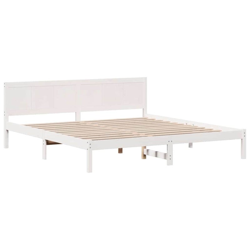 Łóżko Drewniane Białe Rama Łóżka Ze Stelażem Drewniana Łóżko Do Sypialni Pokoju 200 x 200 cm