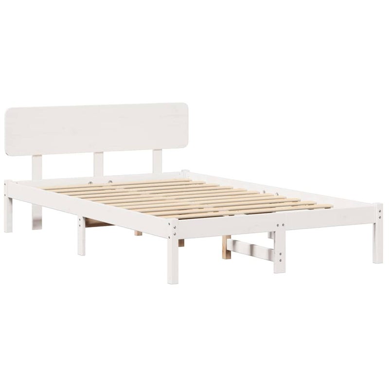 Łóżko Drewniane Białe Rama Łóżka Ze Stelażem Drewniana Łóżko Do Sypialni Pokoju 120 x 200 cm
