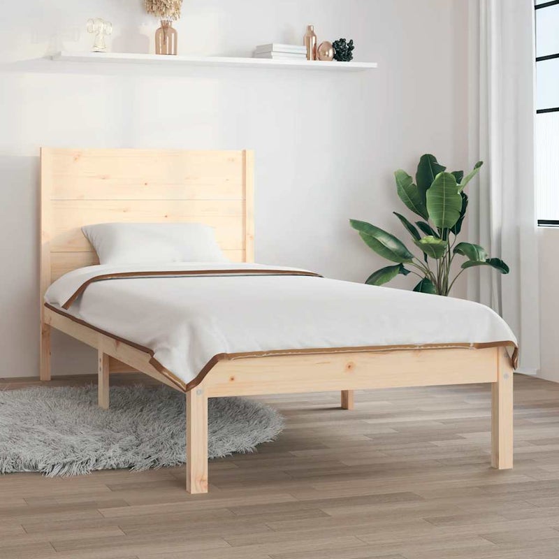 Łóżko Drewniane Brązowe Rama Łóżka Stelaż Do Pokoju Sypialni 90x200 cm