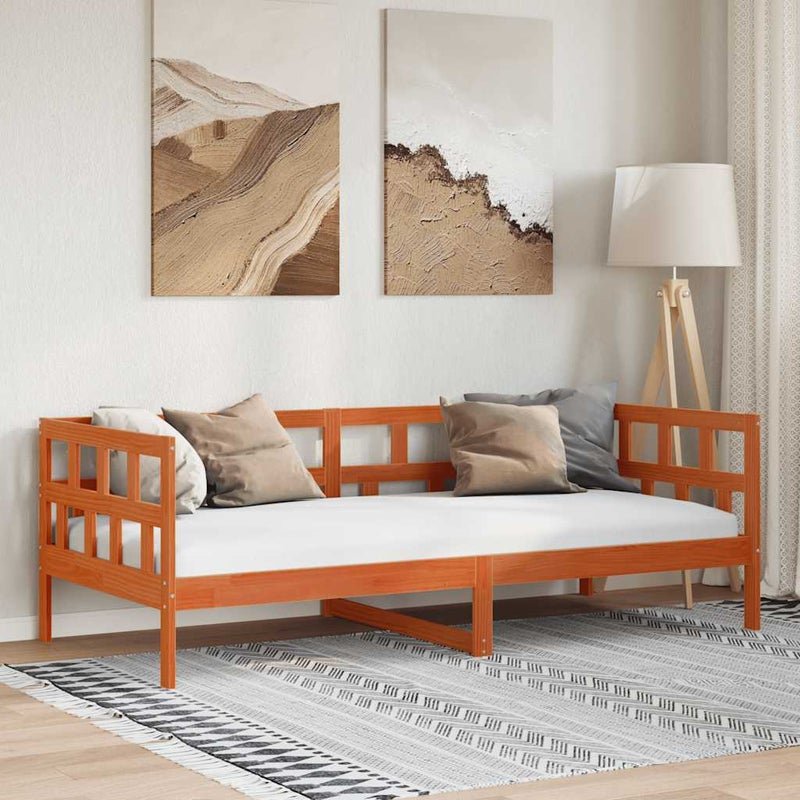 Łóżko Dzienne Drewniane Brązowe Rama Łóżka Ze Stelażem Sofa 80x200 cm