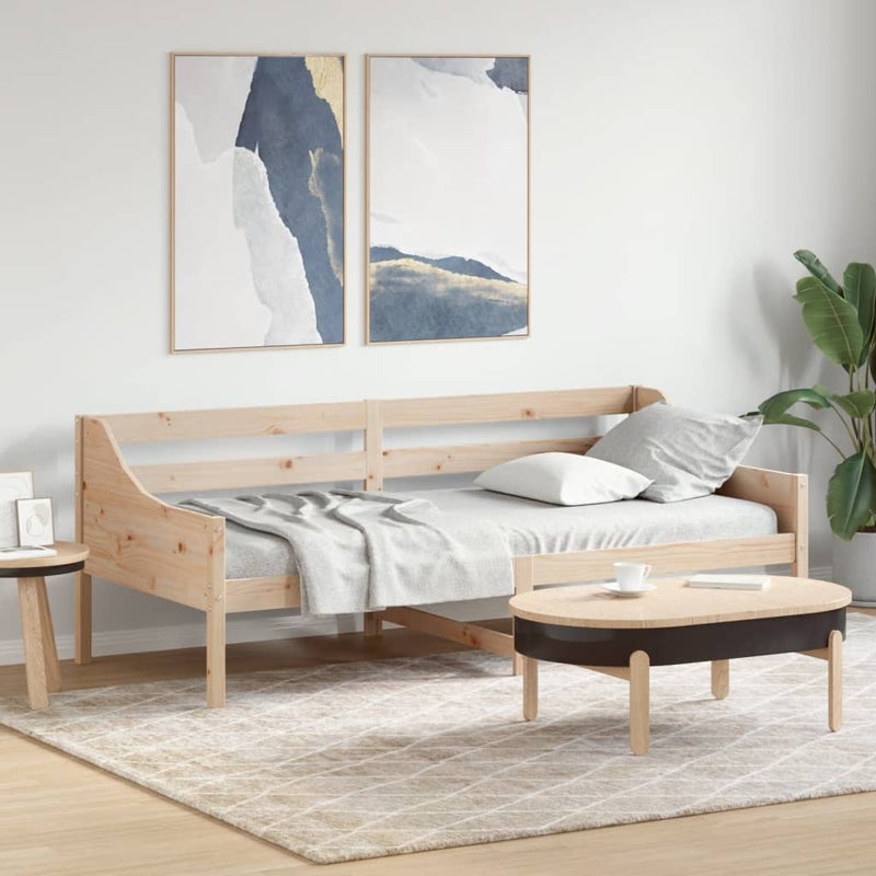 Łóżko Dzienne Drewniane Brązowe Rama Łóżka Ze Stelażem Sofa 90x200 cm