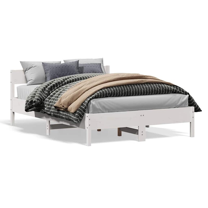 Łóżko Drewniane Białe Rama Łóżka Ze Stelażem Drewniana Łóżko Do Sypialni Pokoju 160x200 cm