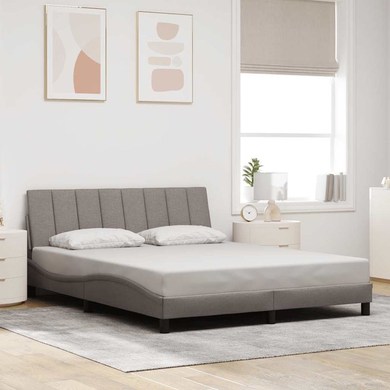Łóżko Tapicerowane Taupe Tkanina Rama Łóżka Ze Stelażem 160x200 cm