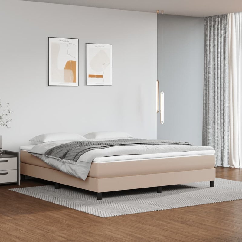 Łóżko tapicerowane rama łóżka ze stelażem brąz skóra sztuczna 180x200 cm