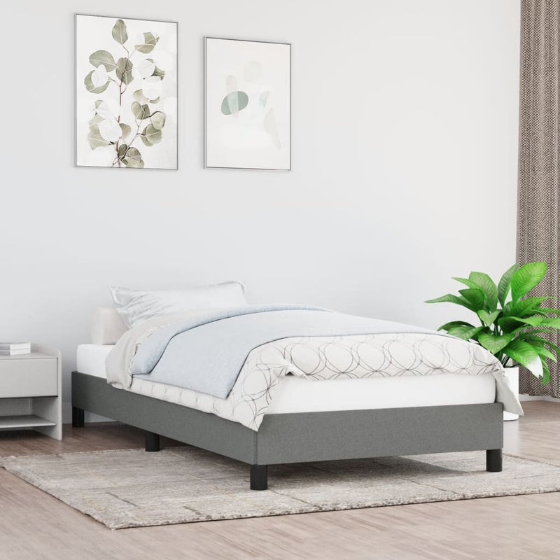 Łóżko tapicerowane rama łóżka ze stelażem szara do sypialni 90x200 cm