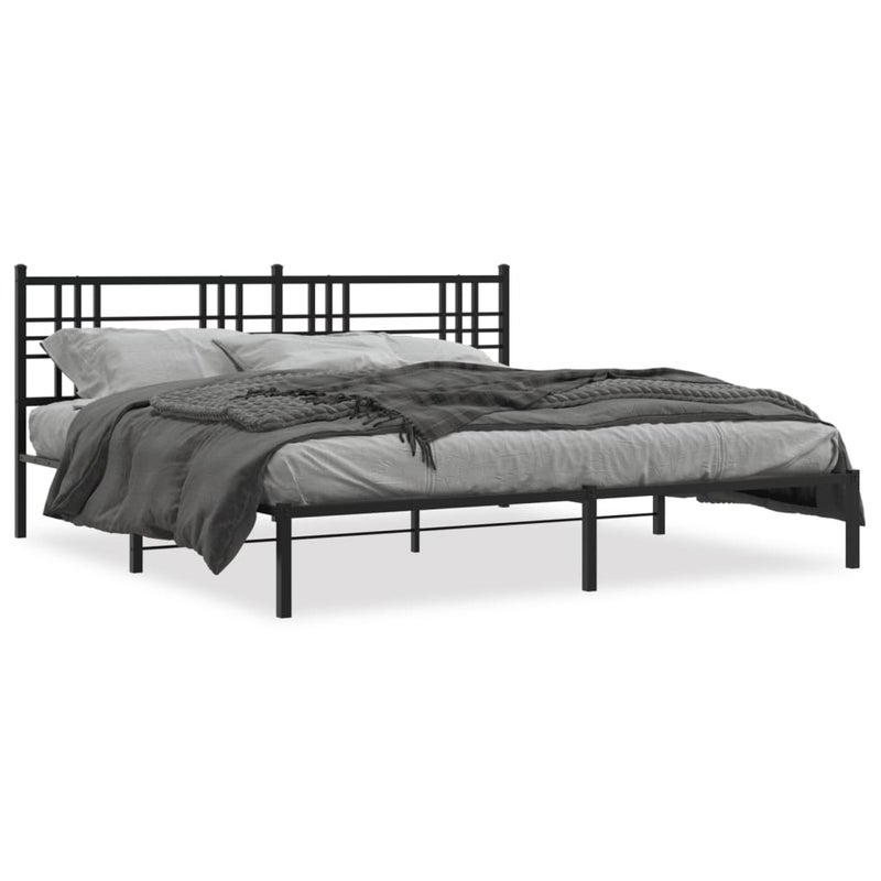 Łóżko Metalowe Czarne Rama Łóżka Ze Stelażem Do Sypialni Pokoju 183x213 cm