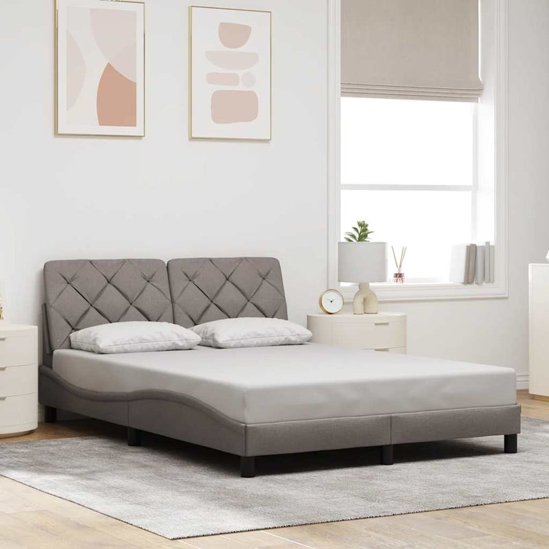 Łóżko Tapicerowane Taupe Tkanina Rama Łóżka Ze Stelażem 140x200 cm