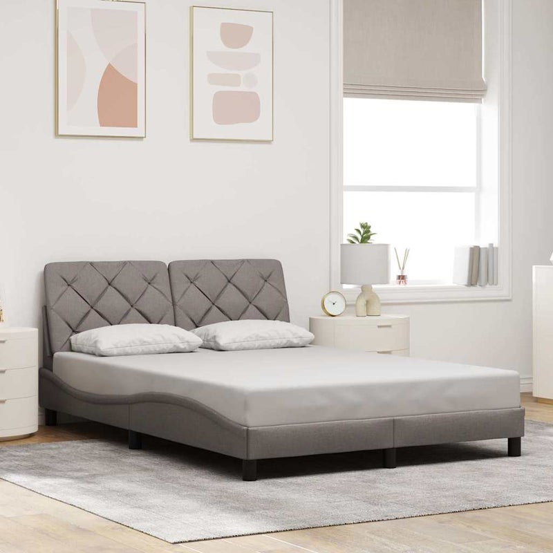 Łóżko Tapicerowane Taupe Tkanina Rama Łóżka Ze Stelażem 120x200 cm