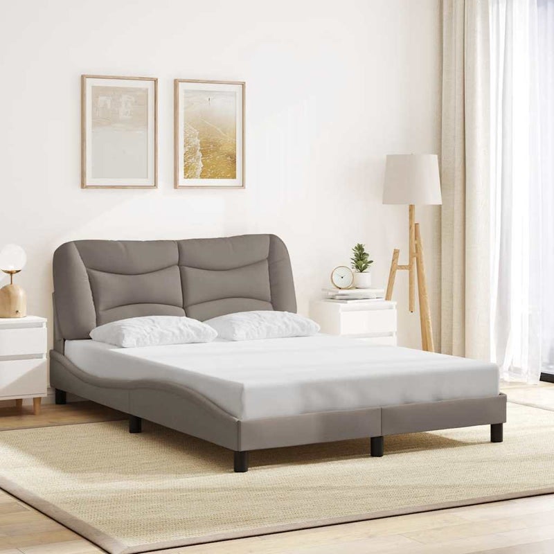 Łóżko Tapicerowane Taupe Tkanina Rama Łóżka Ze Stelażem 120x200 cm