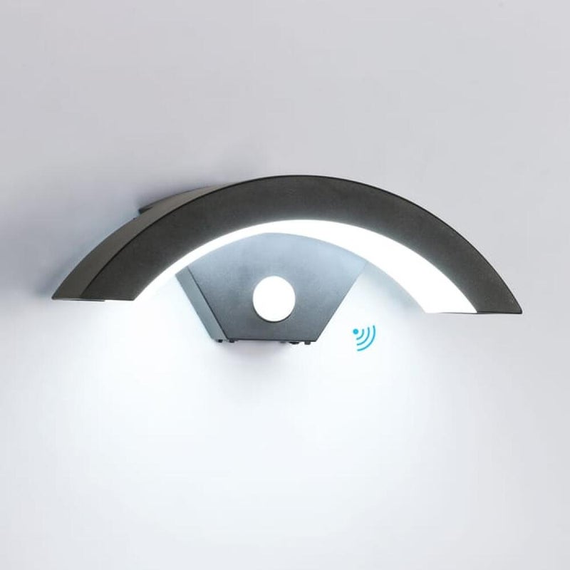 Zewnętrzna lampa ścienna z czujnikiem ruchu, wodoodporna, IP65, 6500 K, z czujnikiem, do ogrodu, na dziedziniec, patio, wejście, w kolorze czarnym